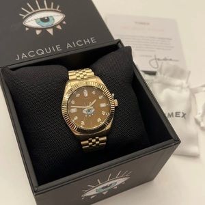 Timex X Jacquie Aiche Collaboration 36mm Tiger’s Eye Dial Watch New In Box